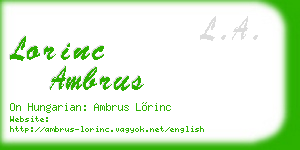 lorinc ambrus business card