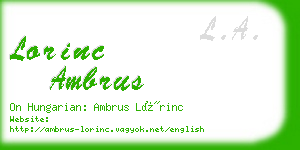 lorinc ambrus business card